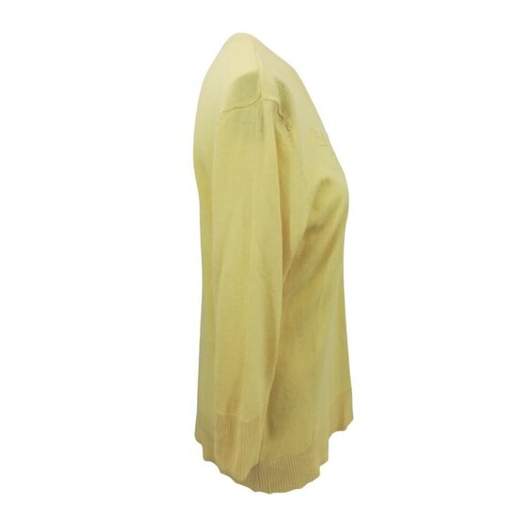 Sundance Yellow Embroidered Pullover Sweater Size L V-Neck Henley Cotton Rabbit - Picture 11 of 12